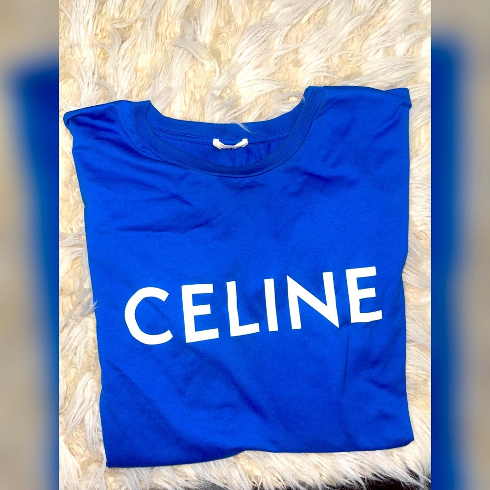 Royal blue celine tshirt